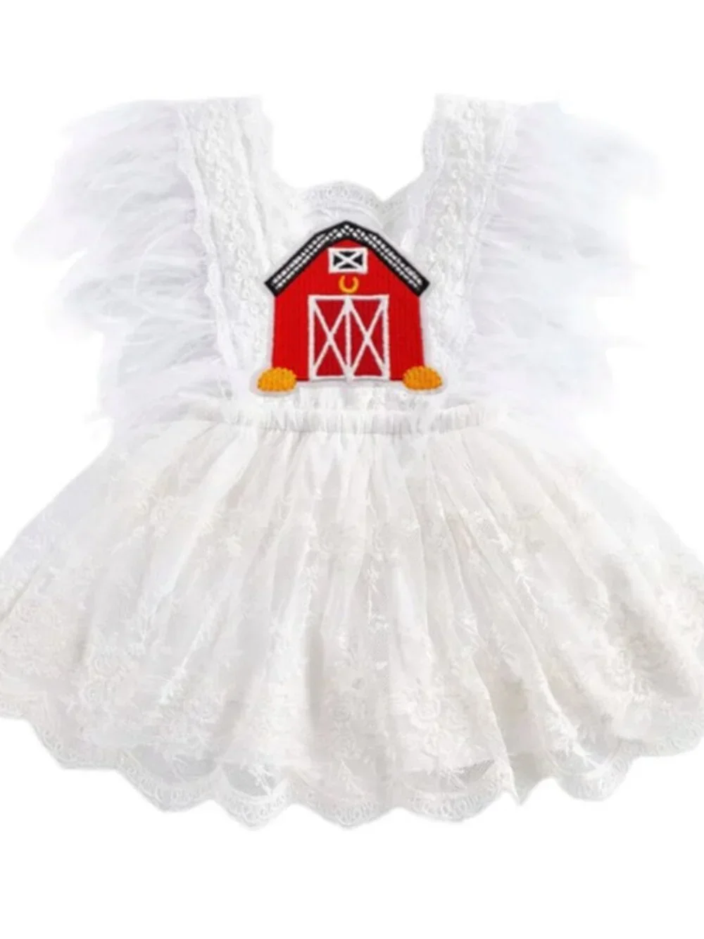 Farm Dress Lace Birthday Outfit Barnyard Clothes Chickfila Dress Cow romper